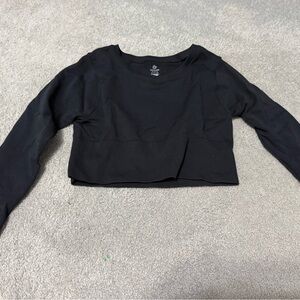 Offline by Aerie Sidewalk Black Long Sleeve Crop Top